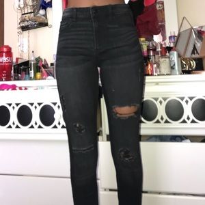 Black ripped Hollister jeans